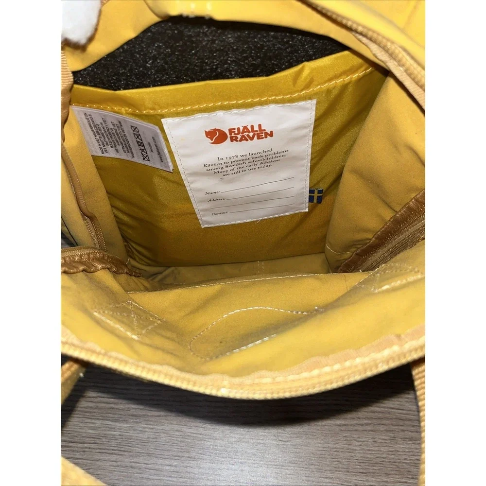 Fjallraven Kanken Backpack Yellow Classic Bookbag Seat Pad Outdoor School Bag